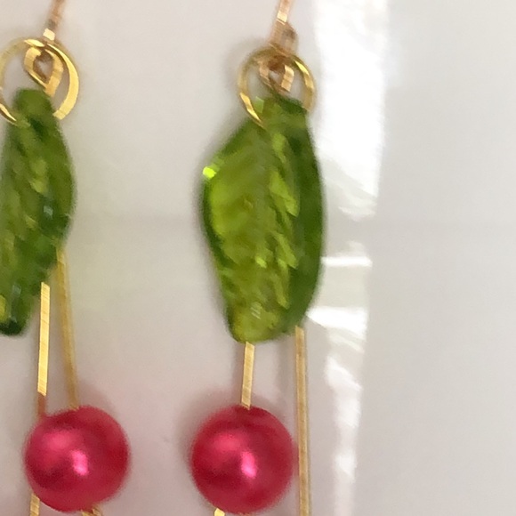 New Cherry Dangling Drop Statement Hand Crafted Earrings Fruit Summer Beach Gift - Picture 5 of 6